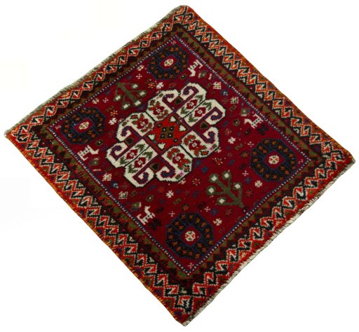 Close-up detail of 2000s Shiraz rug from Iran / Persia showing Wool weave