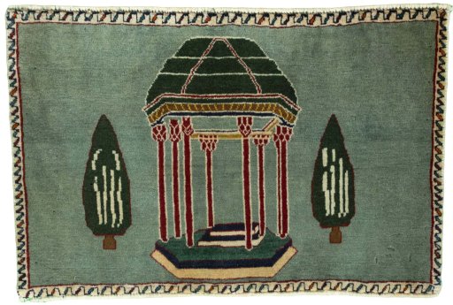 Full view of 2000s Shiraz rug from Iran / Persia, 52 × 80 cm in Red tones
