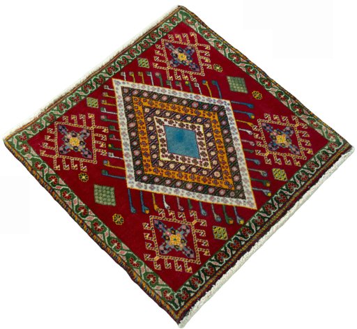 Close-up detail of 2000s Shiraz rug from Iran / Persia showing Wool weave