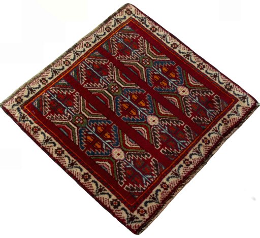 Close-up detail of 2000s Shiraz rug from Iran / Persia showing Wool weave