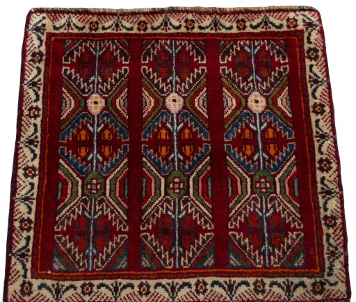 Surface texture of 2000s Shiraz rug with natural Wool and intricate pattern