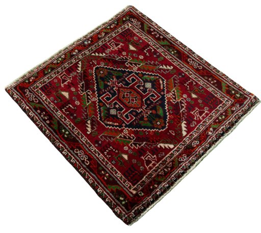 Close-up detail of 2000s Shiraz rug from Iran / Persia showing Wool weave