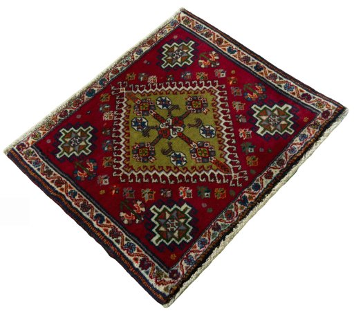 Close-up detail of 2000s Shiraz rug from Iran / Persia showing Wool weave