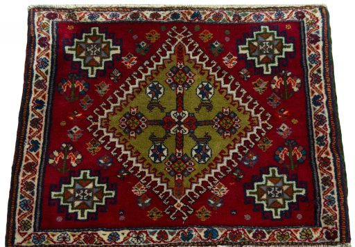 Surface texture of 2000s Shiraz rug with natural Wool and intricate pattern