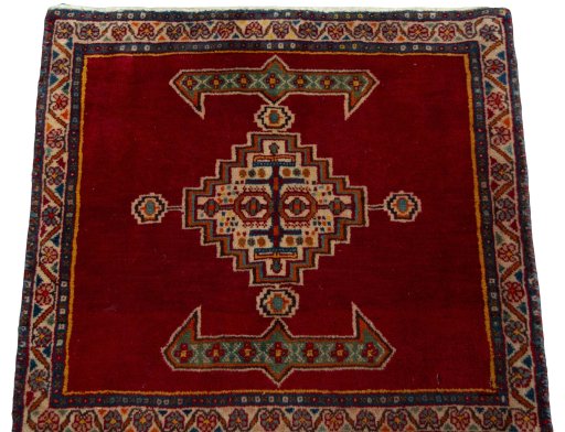 Surface texture of 2000s Shiraz rug with natural Wool and intricate pattern