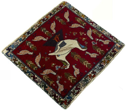 Close-up detail of 2000s Shiraz rug from Iran / Persia showing Wool weave
