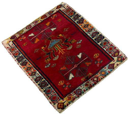 Close-up detail of 2000s Shiraz rug from Iran / Persia showing Wool weave