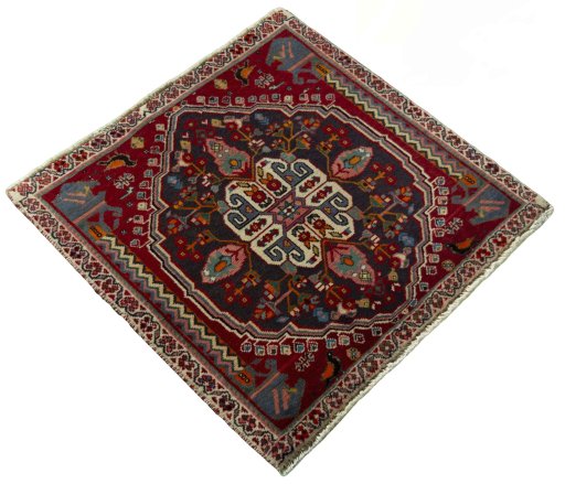 Close-up detail of 2000s Shiraz rug from Iran / Persia showing Wool weave