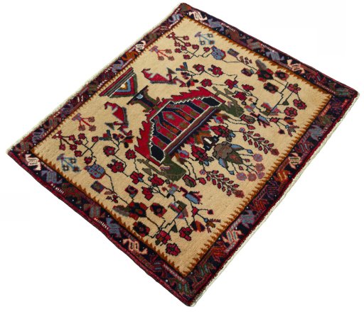 Close-up detail of 2000s Shiraz rug from Iran / Persia showing Wool weave