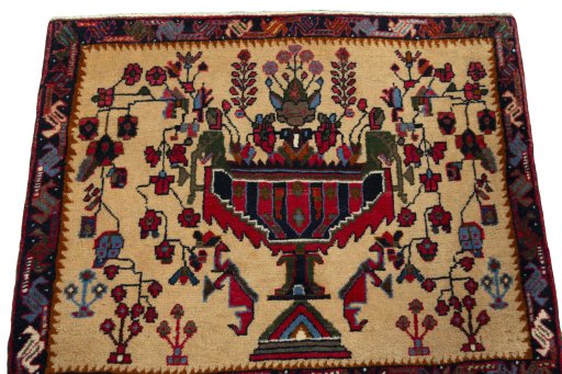 Surface texture of 2000s Shiraz rug with natural Wool and intricate pattern