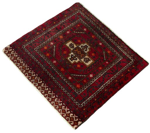 Corner detail of 2000s Shiraz rug showing border pattern and Wool pile