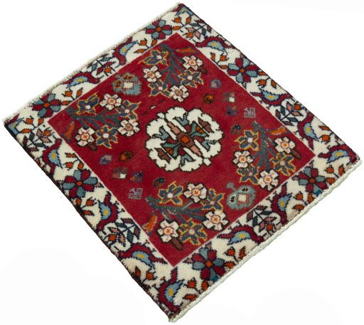 Close-up detail of 2000s Shiraz rug from Iran / Persia showing Wool weave