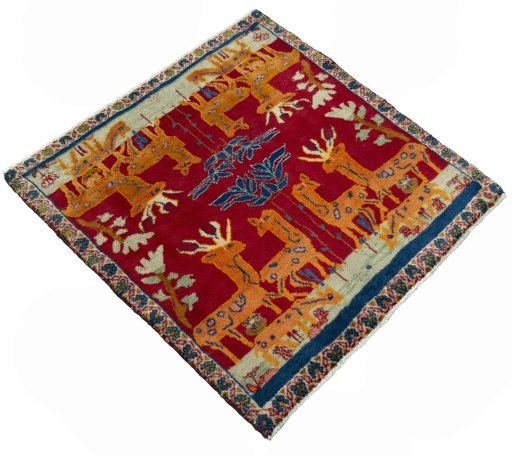 Close-up detail of 2000s Shiraz rug from Iran / Persia showing Wool weave