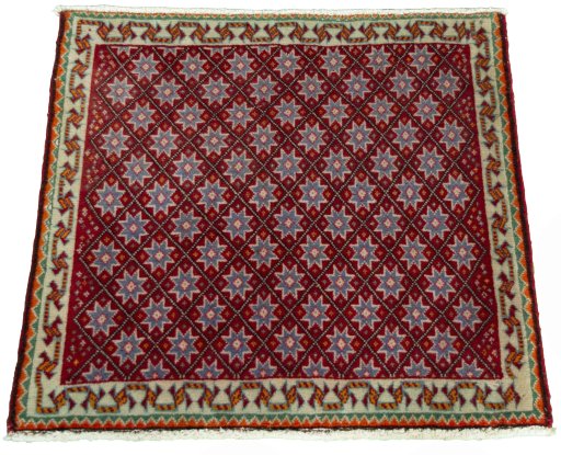 Surface texture of 2000s Shiraz rug with natural Wool and intricate pattern