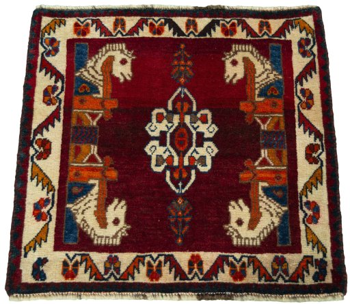 Surface texture of 2000s Shiraz rug with natural Wool and intricate pattern