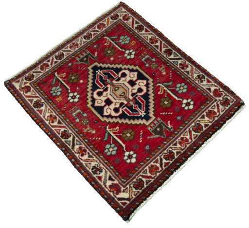 Close-up detail of 2000s Shiraz rug from Iran / Persia showing Wool weave
