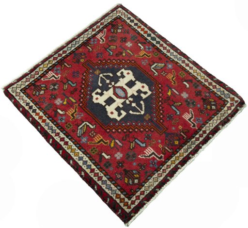 Close-up detail of 2000s Shiraz rug from Iran / Persia showing Wool weave