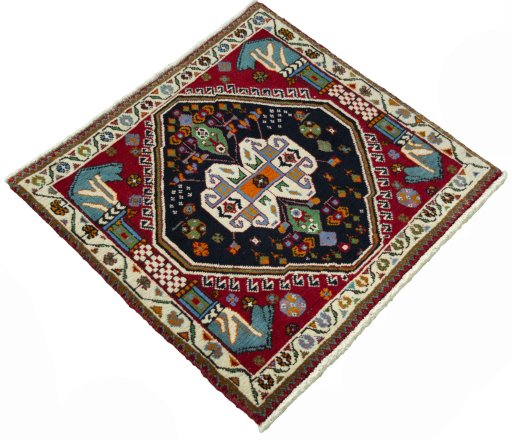 Close-up detail of 2000s Shiraz rug from Iran / Persia showing Wool weave