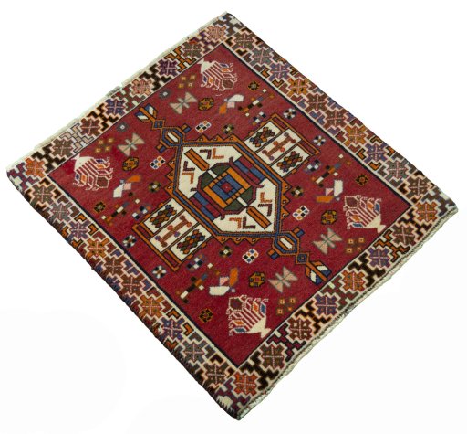 Close-up detail of 2000s Shiraz rug from Iran / Persia showing Wool weave