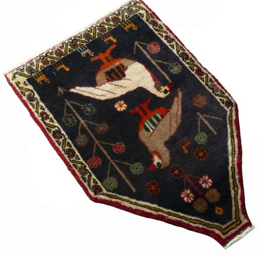 Close-up detail of 2000s Shiraz rug from Iran / Persia showing Wool weave