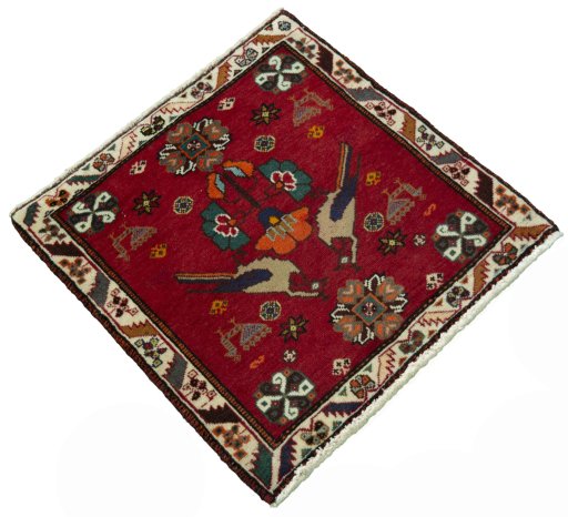 Close-up detail of 2000s Shiraz rug from Iran / Persia showing Wool weave
