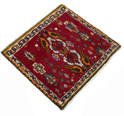 Close-up detail of 2000s Shiraz rug from Iran / Persia showing Wool weave