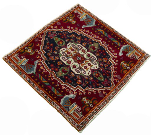 Close-up detail of 2000s Shiraz rug from Iran / Persia showing Wool weave