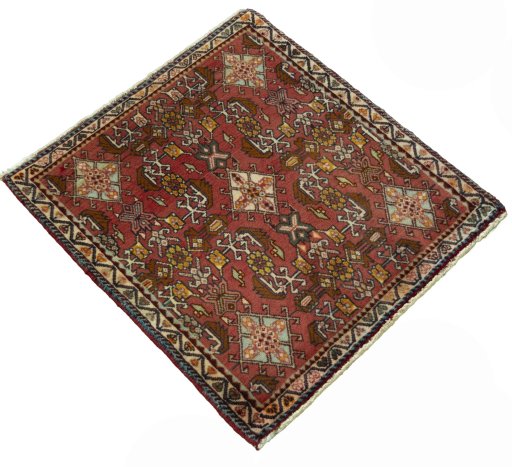Close-up detail of 2000s Shiraz rug from Iran / Persia showing Wool weave
