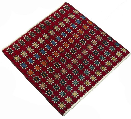 Close-up detail of 2000s Shiraz rug from Iran / Persia showing Wool weave