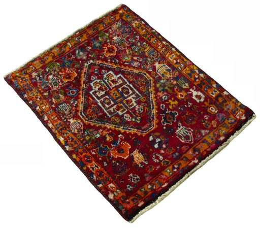 Close-up detail of 2000s Shiraz rug from Iran / Persia showing Wool weave
