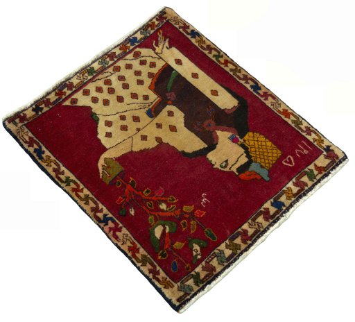 Close-up detail of 2000s Shiraz rug from Iran / Persia showing Wool weave