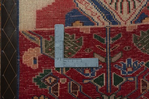 Backside of handmade 2000s Shiraz rug showing knot structure and weave density
