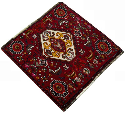 Close-up detail of 2000s Shiraz rug from Iran / Persia showing Wool weave