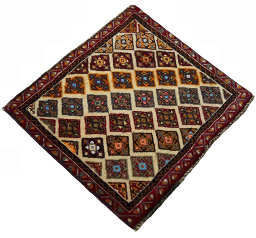Close-up detail of 2000s Shiraz rug from Iran / Persia showing Wool weave
