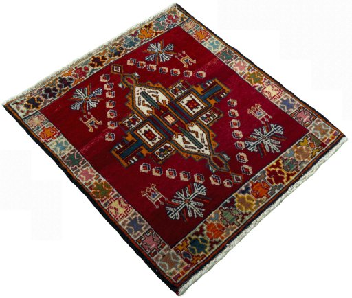 Close-up detail of 2000s Shiraz rug from Iran / Persia showing Wool weave