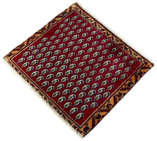Corner detail of 2000s Shiraz rug showing border pattern and Wool pile