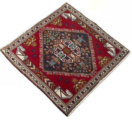 Close-up detail of 2000s Shiraz rug from Iran / Persia showing Wool weave
