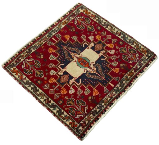 Close-up detail of 2000s Shiraz rug from Iran / Persia showing Wool weave