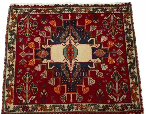 Surface texture of 2000s Shiraz rug with natural Wool and intricate pattern