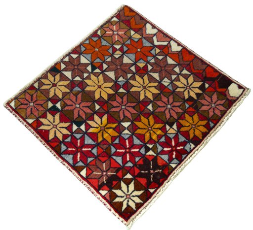 Close-up detail of 2000s Shiraz rug from Iran / Persia showing Wool weave