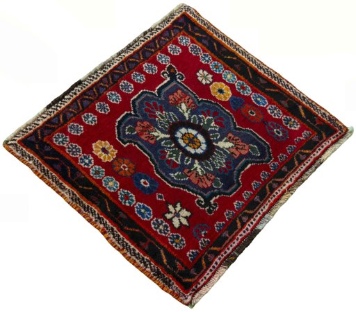 Close-up detail of 2000s Shiraz rug from Iran / Persia showing Wool weave