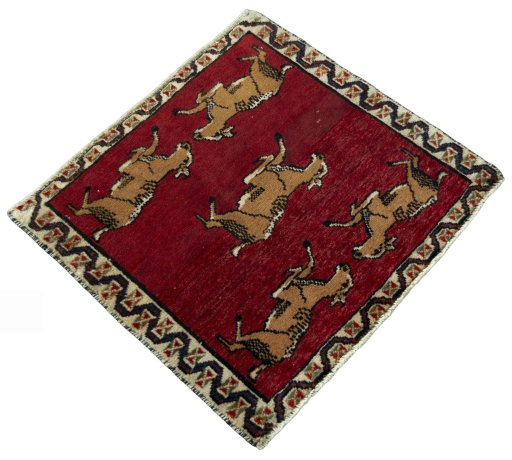 Close-up detail of 2000s Shiraz rug from Iran / Persia showing Wool weave