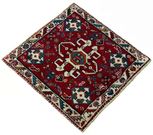 Close-up detail of 2000s Shiraz rug from Iran / Persia showing Wool weave