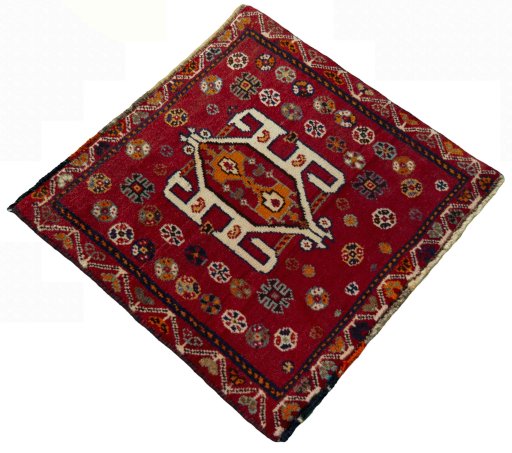 Close-up detail of 2000s Shiraz rug from Iran / Persia showing Wool weave