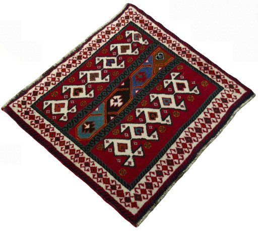 Close-up detail of 2000s Shiraz rug from Iran / Persia showing Wool weave