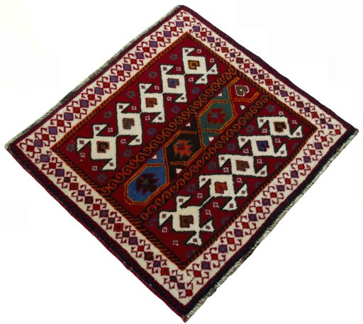 Close-up detail of 2000s Shiraz rug from Iran / Persia showing Wool weave