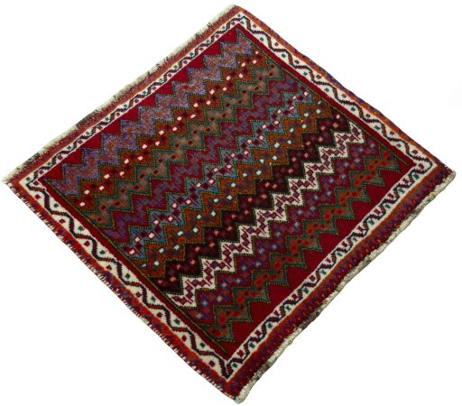 Close-up detail of 2000s Shiraz rug from Iran / Persia showing Wool weave
