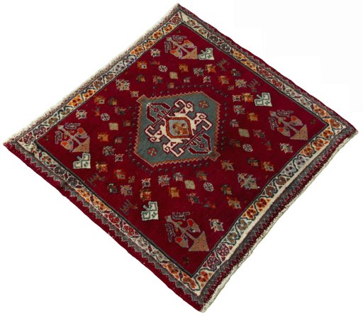 Close-up detail of 2000s Shiraz rug from Iran / Persia showing Wool weave