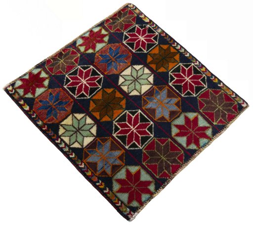 Close-up detail of 2000s Shiraz rug from Iran / Persia showing Wool weave