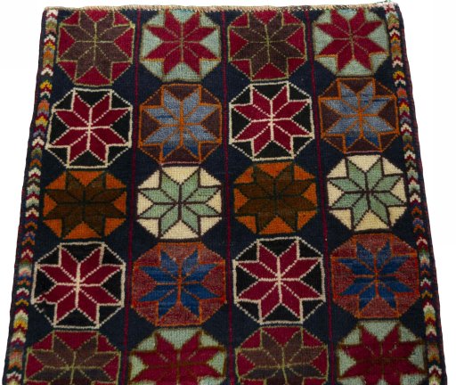 Surface texture of 2000s Shiraz rug with natural Wool and intricate pattern